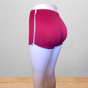 Booty shorts yoga shorts burgundy and white